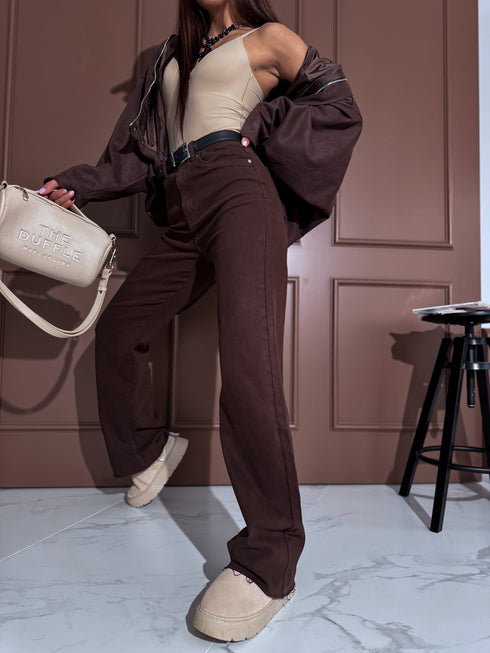 WIDE LEG džinsa bikses "RELATIONSHIP 9215-26"- CHOCO